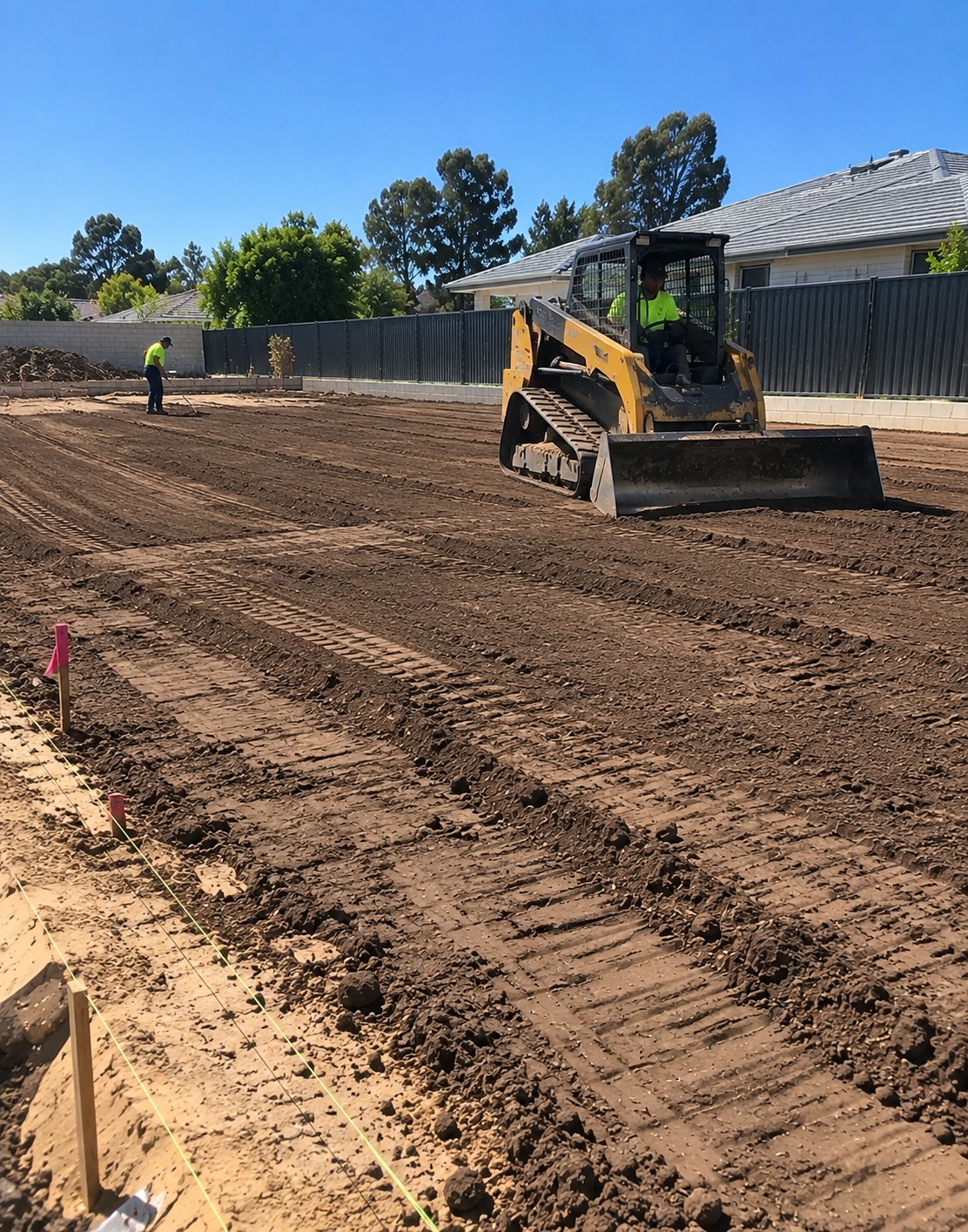 Yard being graded for drainage in Perth