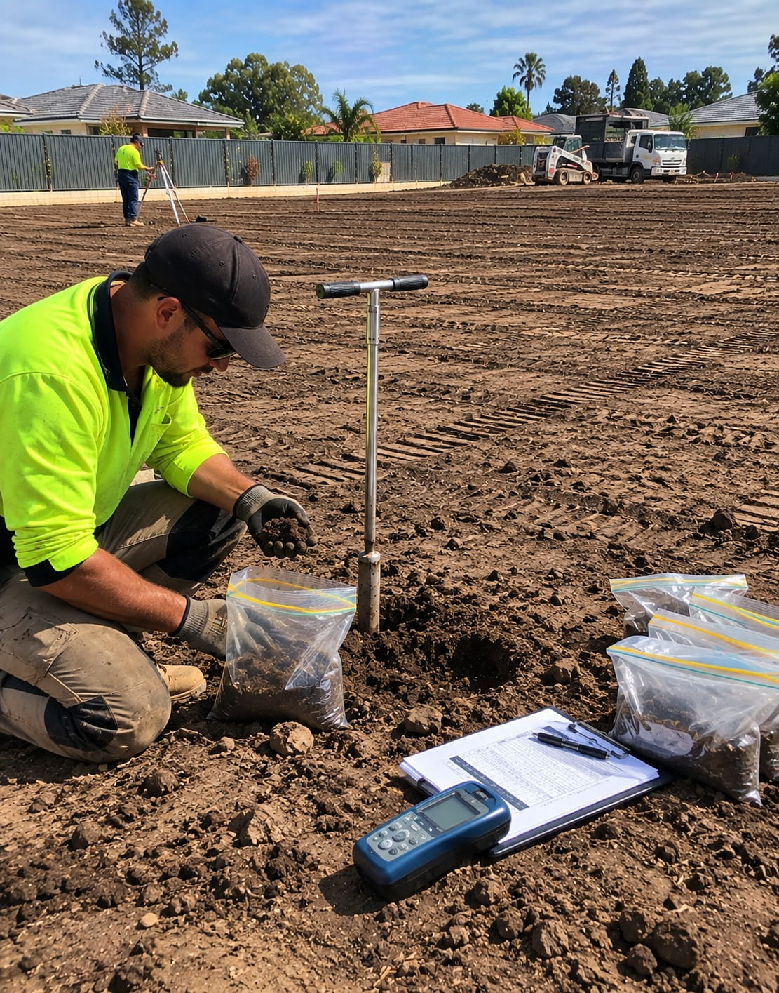 Soil being tested before turf installation in Perth