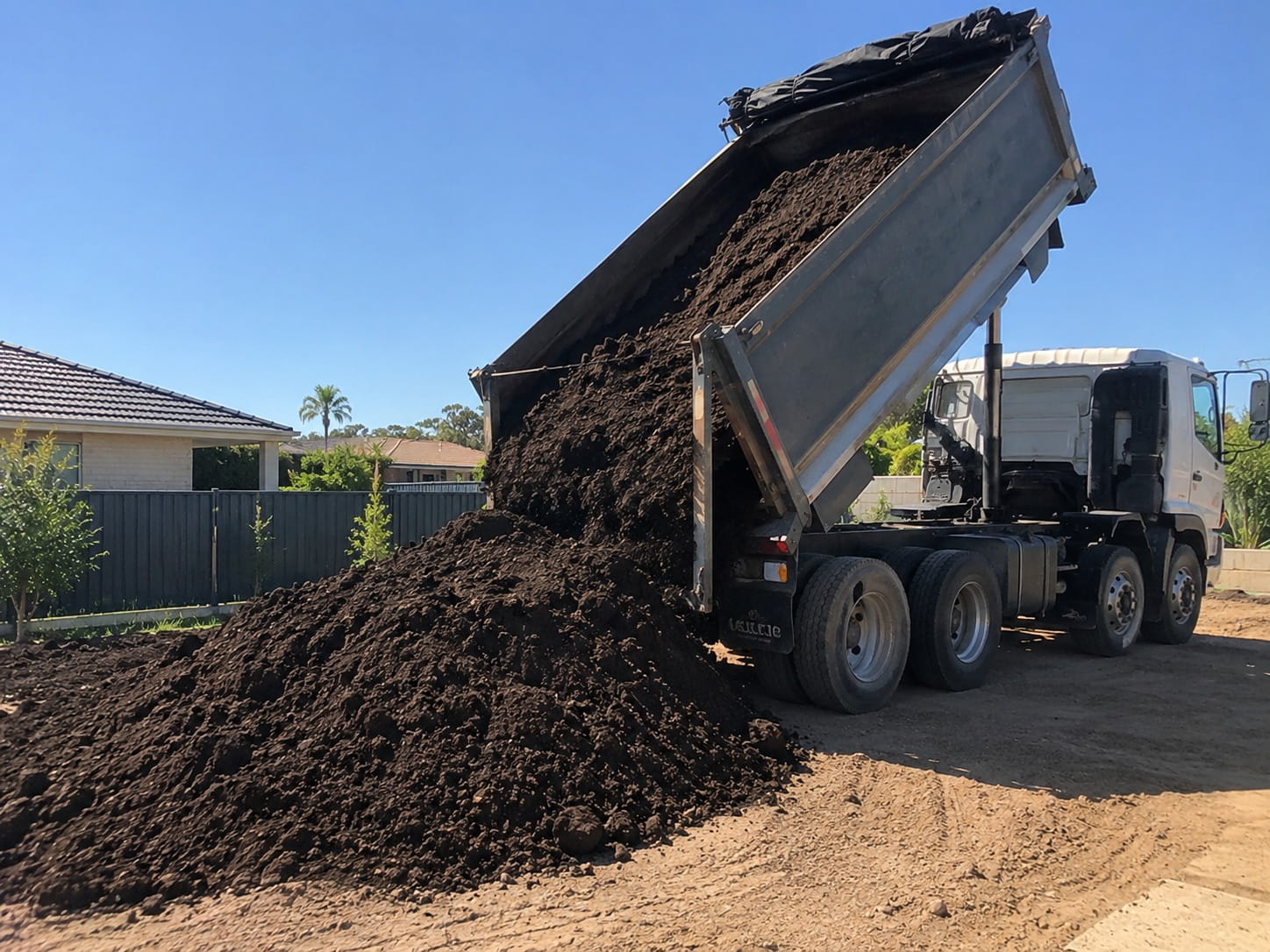 Fresh topsoil delivered for a new lawn in Perth